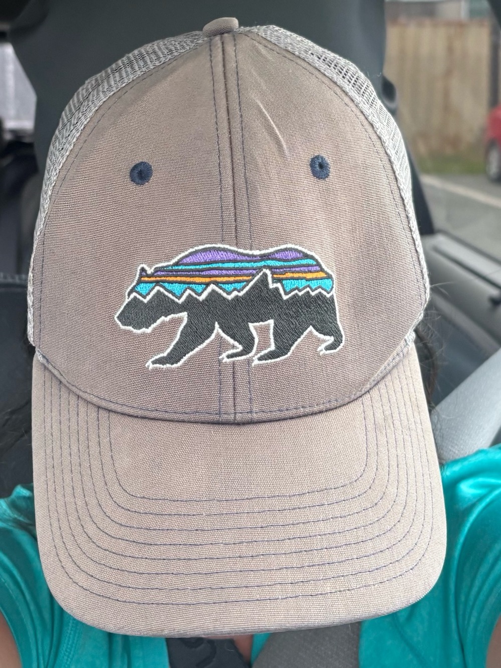 Patagonia Trucker Hat with Colorful Bear Patch